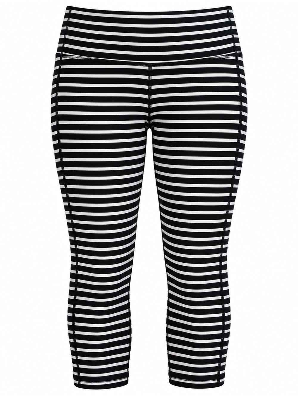 Athleta XS Black White Striped Cropped Leggings